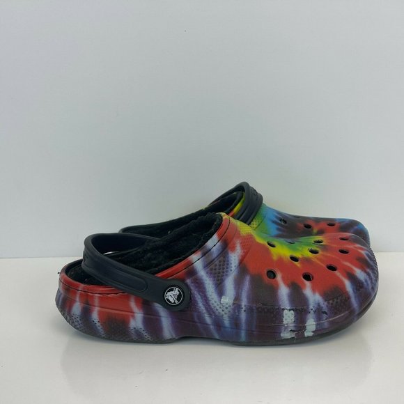 Crocs Classic Lined Tie Dye Clogs Heel Strap Size Mens 9 Womens 11 - Picture 3 of 6